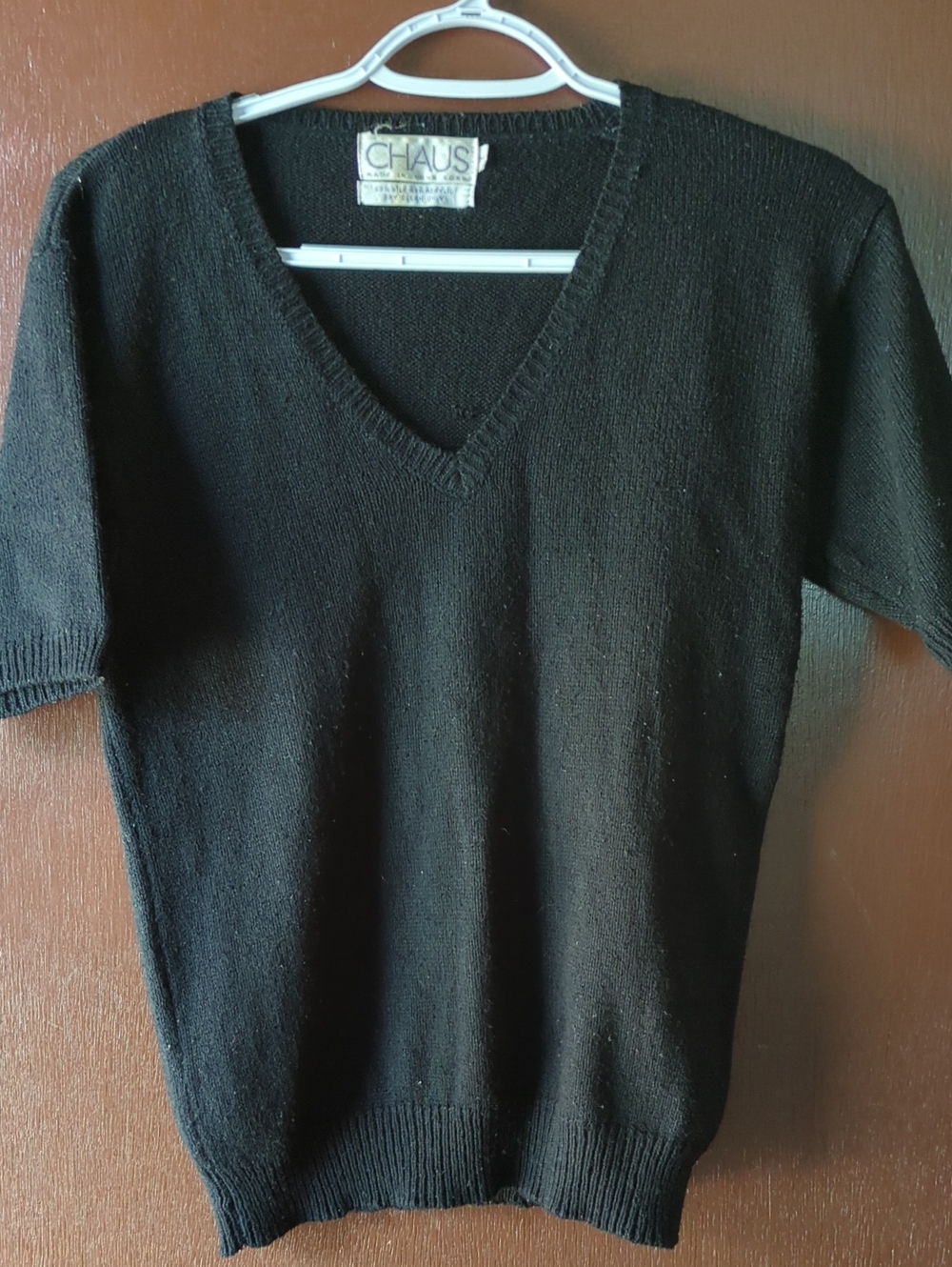 Chaus Black V-Neck Short Sleeve Sweater Size M